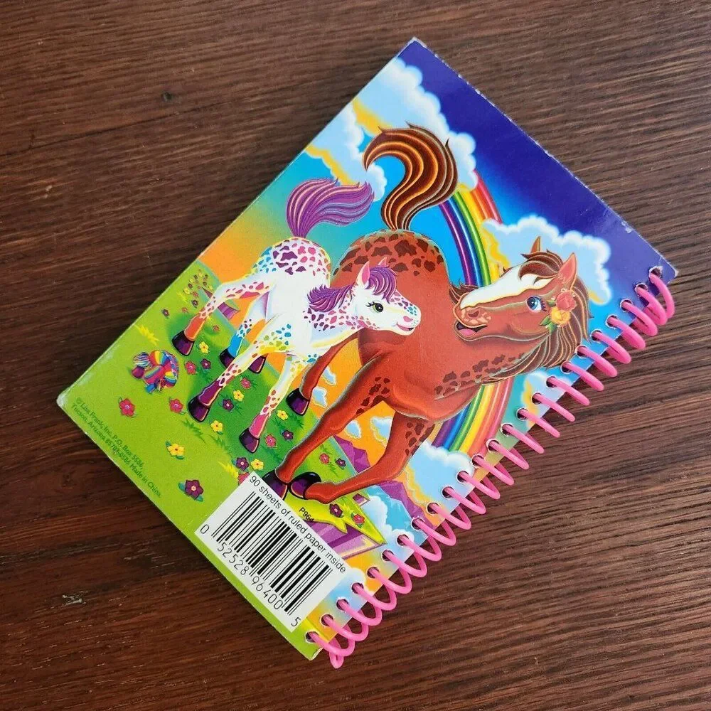 Vintage LISA FRANK Spiral Bound Rainbow Lollipop Horse Paper Notebook 90s Snap